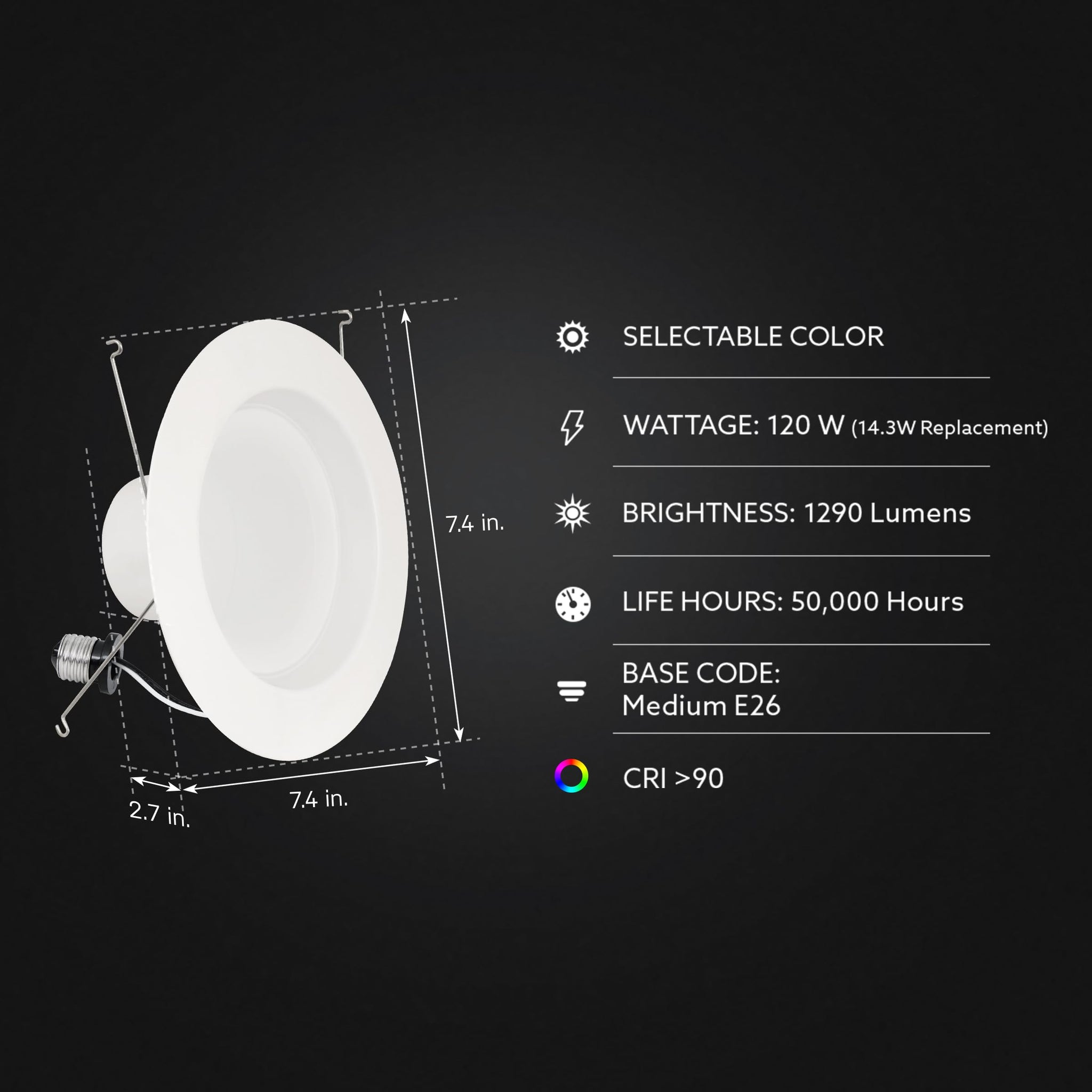 Energy Efficient LED Downlight Retrofit Kit with Adjustable Trim