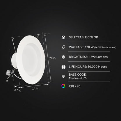 Energy Efficient LED Downlight Retrofit Kit with Adjustable Trim