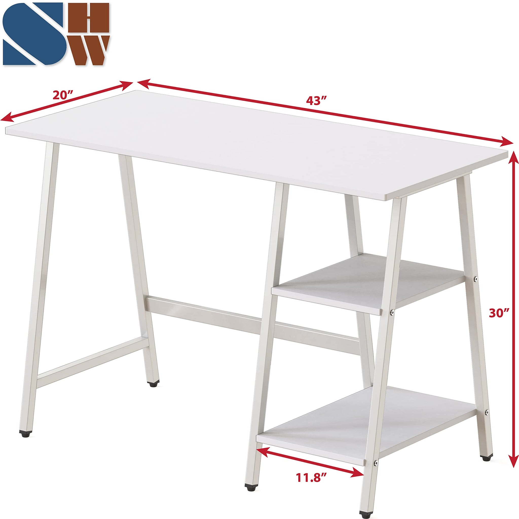 SHW 43 Inch Home Office Desk with Open Storage
