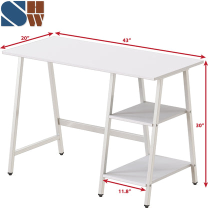 SHW 43 Inch Home Office Desk with Open Storage