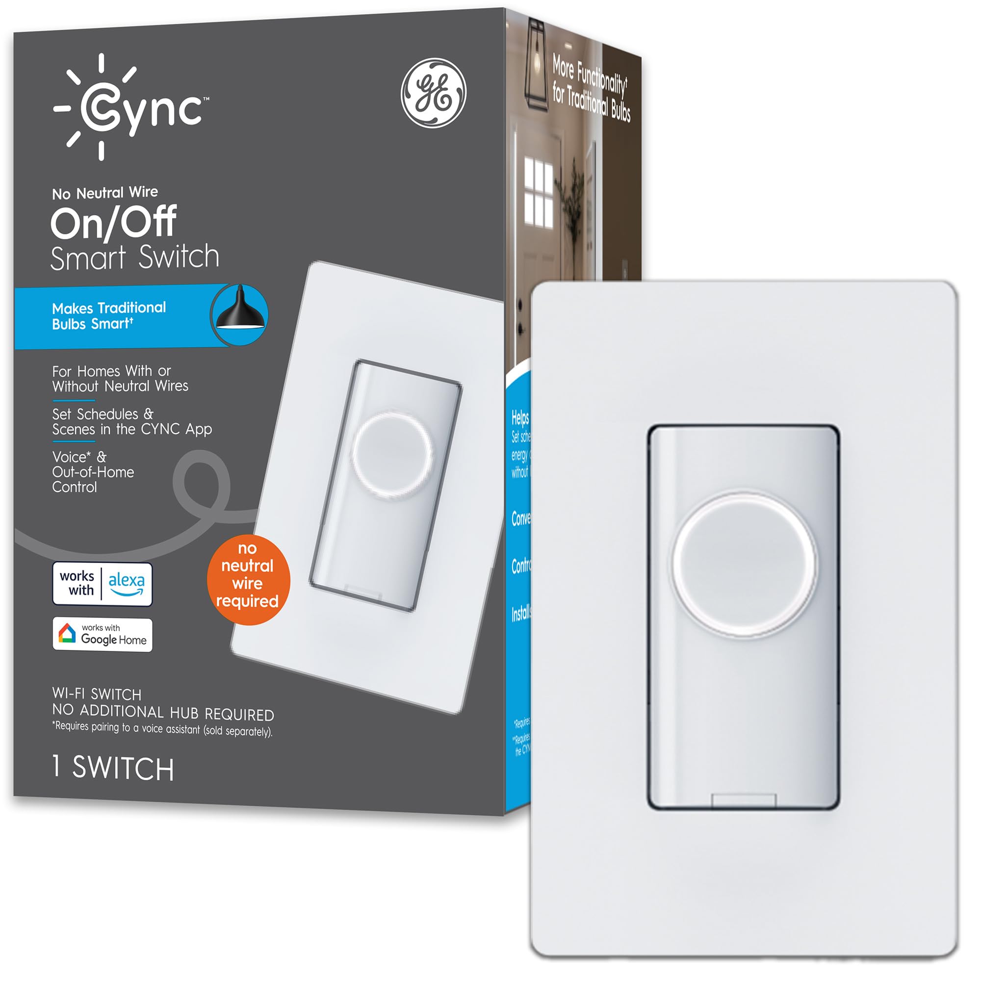 GE CYNC Smart Light Switch No Neutral Wire Required