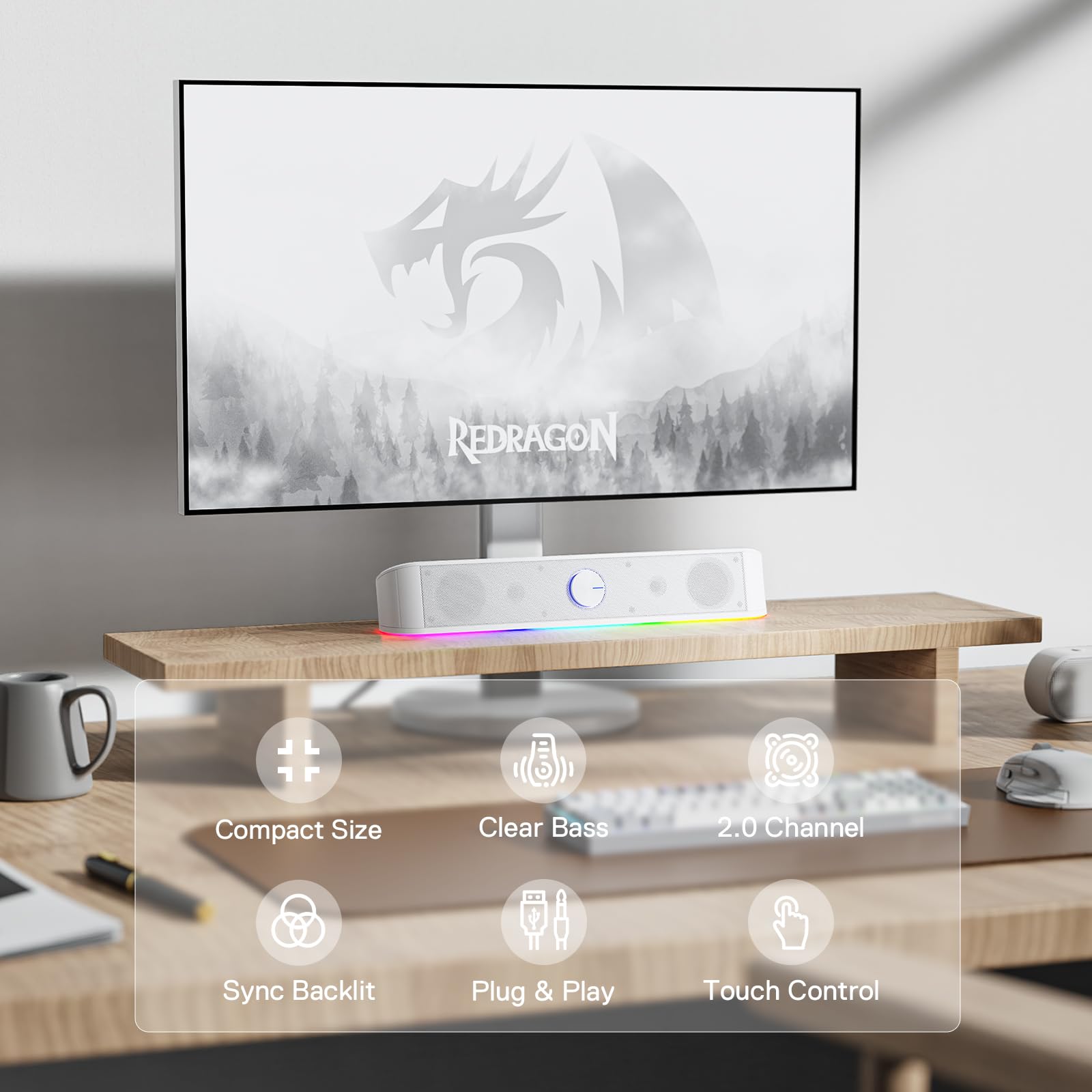 Redragon GS560 RGB Desktop Soundbar with Dynamic Lighting