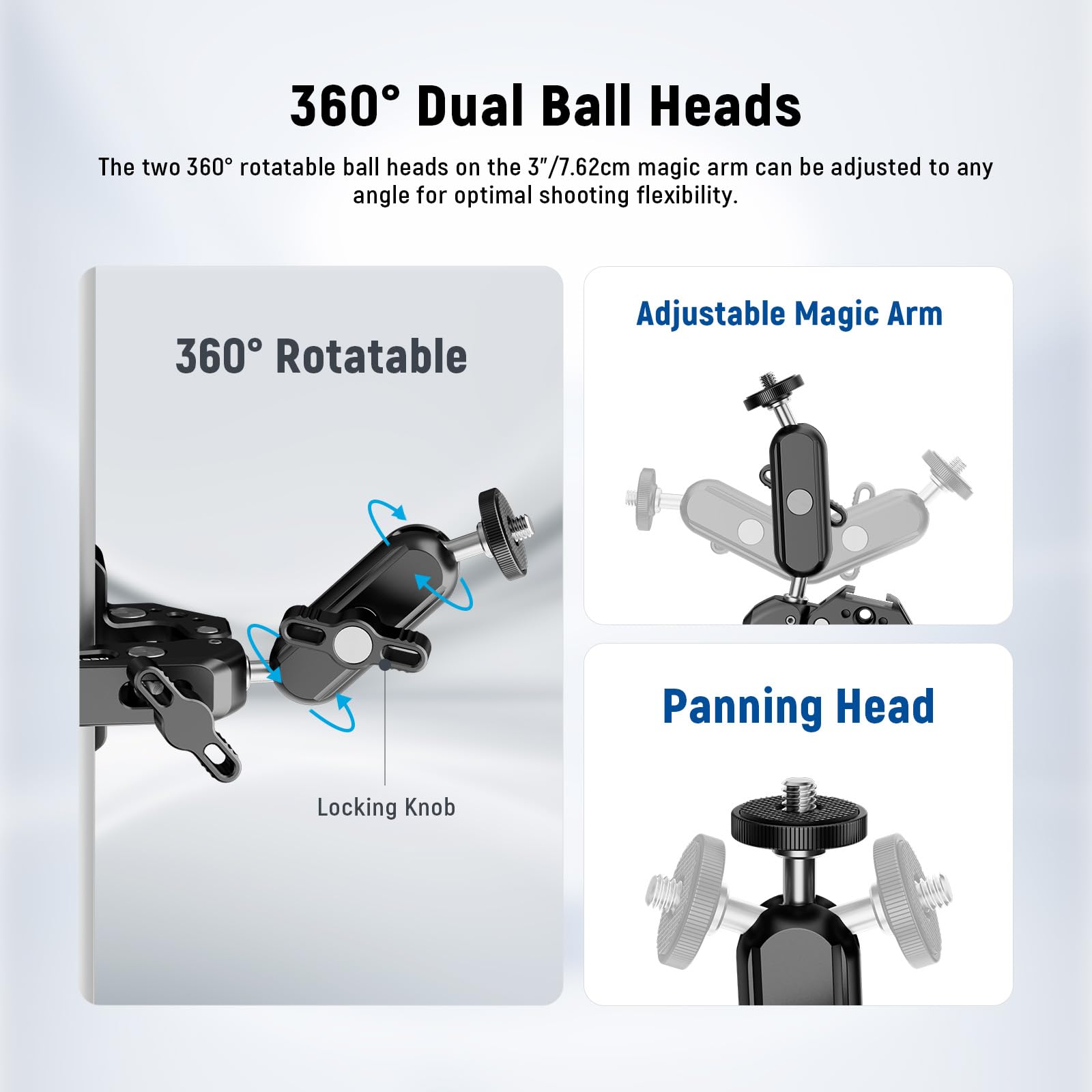 Neewer Super Clamp with Dual Ballhead Magic Arm
