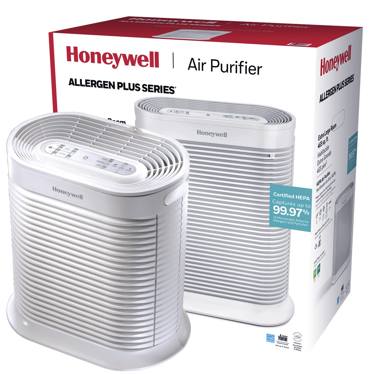 Honeywell HEPA Air Purifier for Large Rooms Reduces Allergens