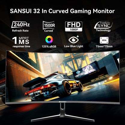 Sansui 27 Inch Curved Gaming Monitor 160Hz FreeSync HDR