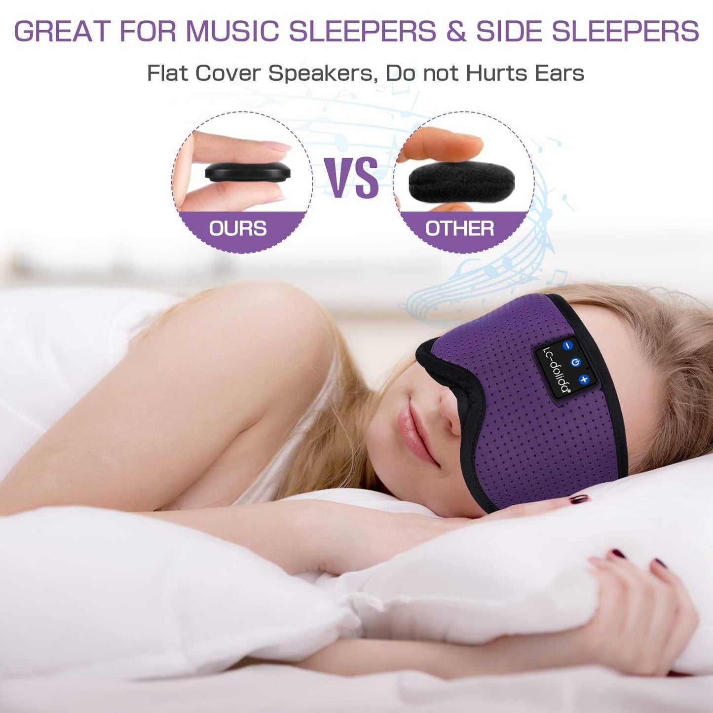 Sleep Headphones Bluetooth Eye Mask for Side Sleepers