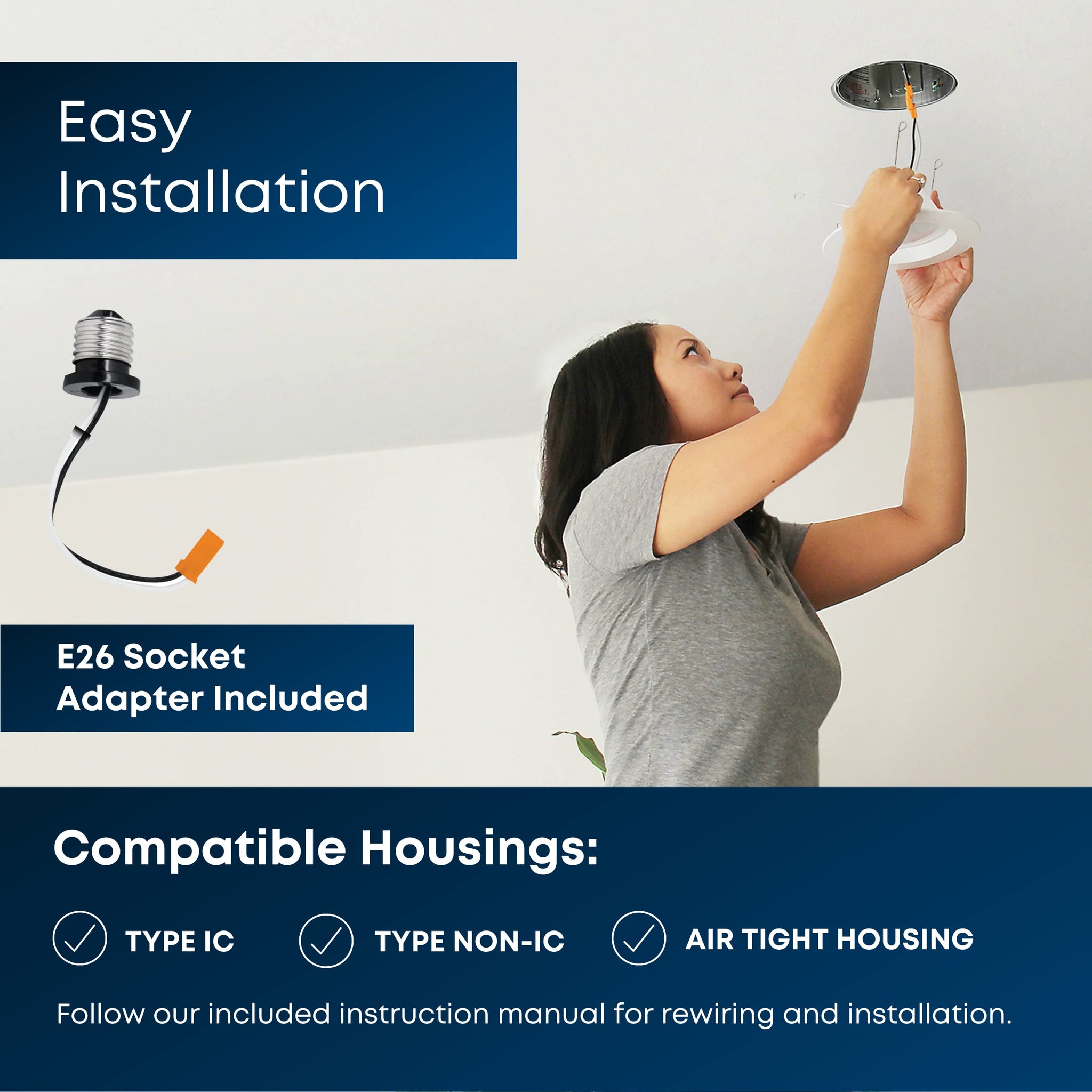 Energy Efficient LED Downlight Retrofit Kit with Adjustable Trim