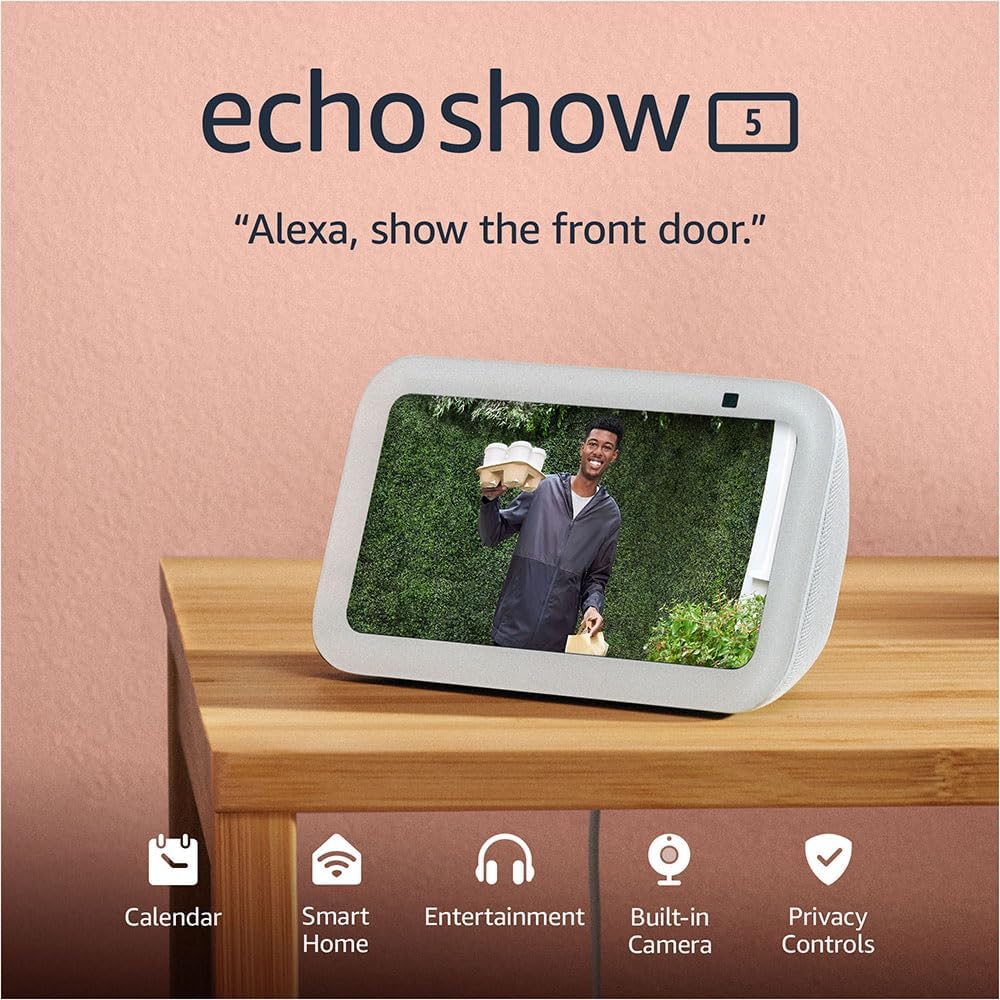 Echo Show 5 Smart Display With Clearer Sound Glacier White