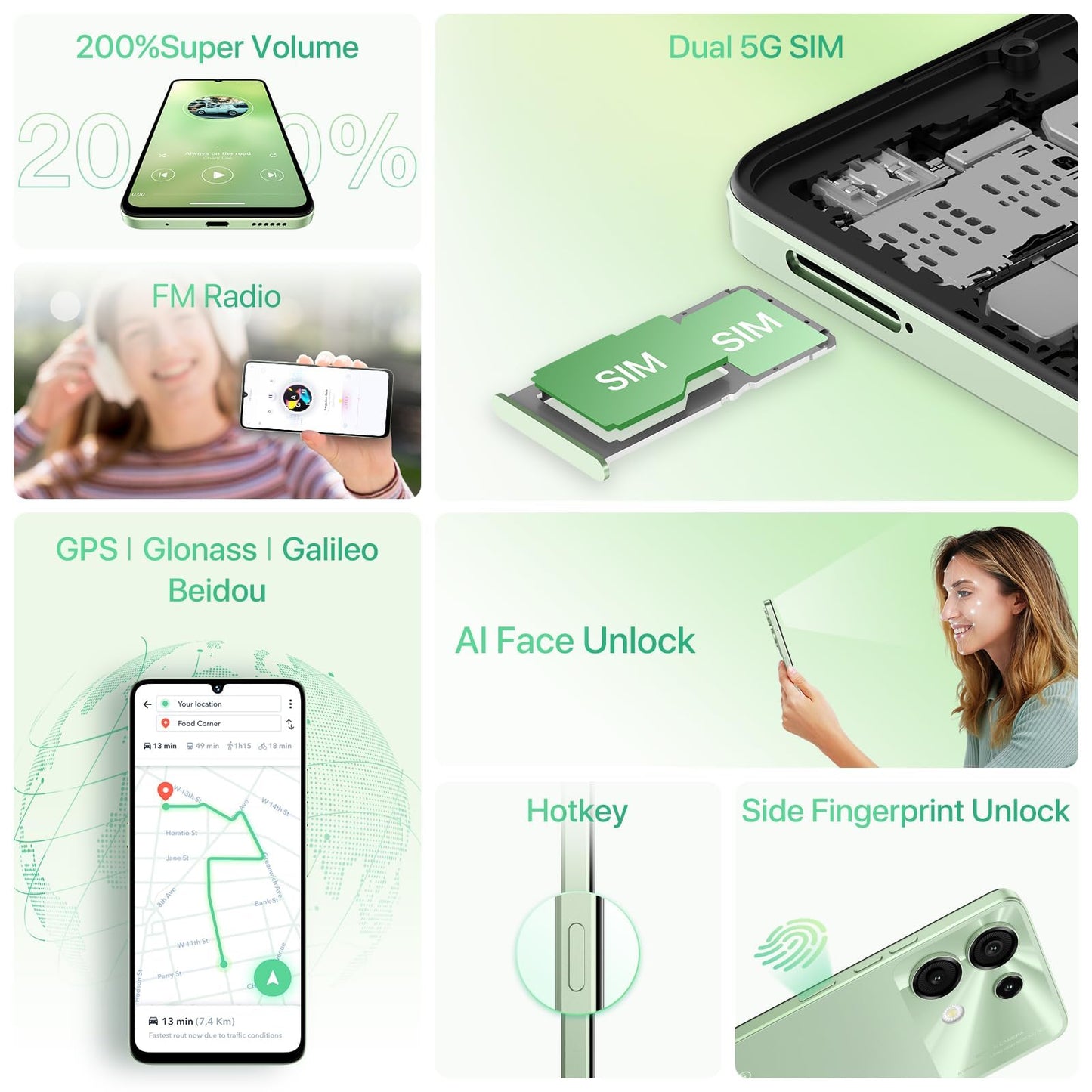 UMIDIGI G9 5G Android 14 Phone 12GB RAM 128GB ROM 50MP Camera 6.75 Inch 90Hz