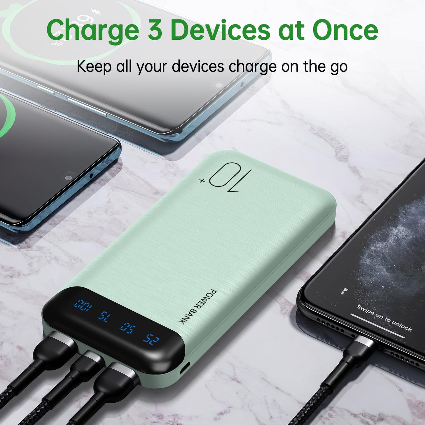 Power Bank 10000mAh Portable Charger Slim Battery Pack USB C