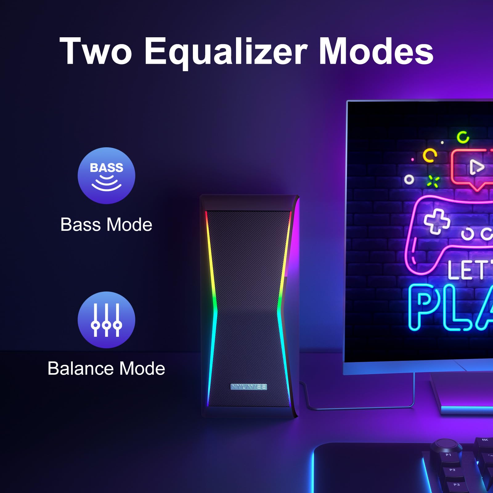 USB Powered Computer Speakers with Bass Boost and Lighting Modes