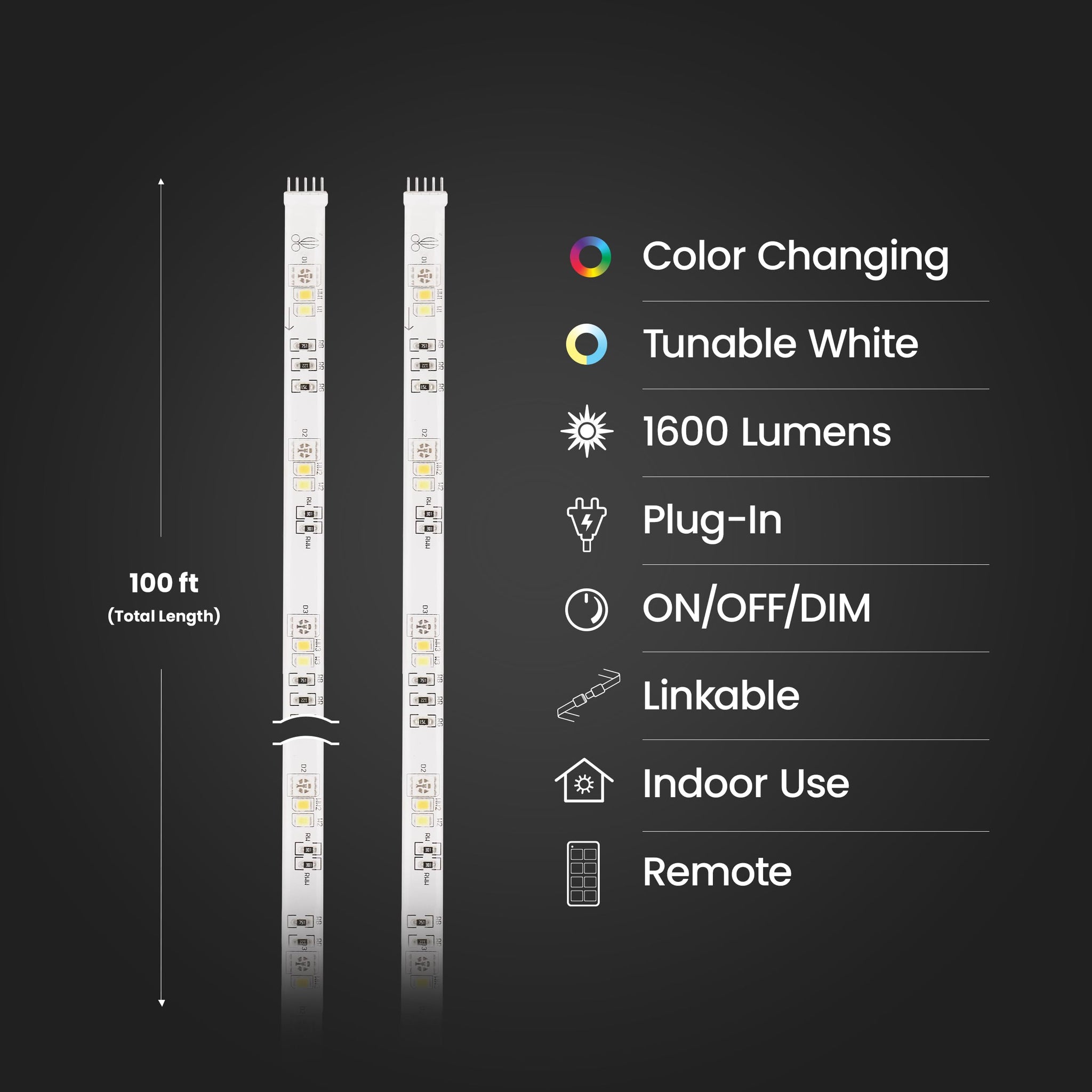Dimmable RGB Color LED Tape Light For Indoor Ambiance