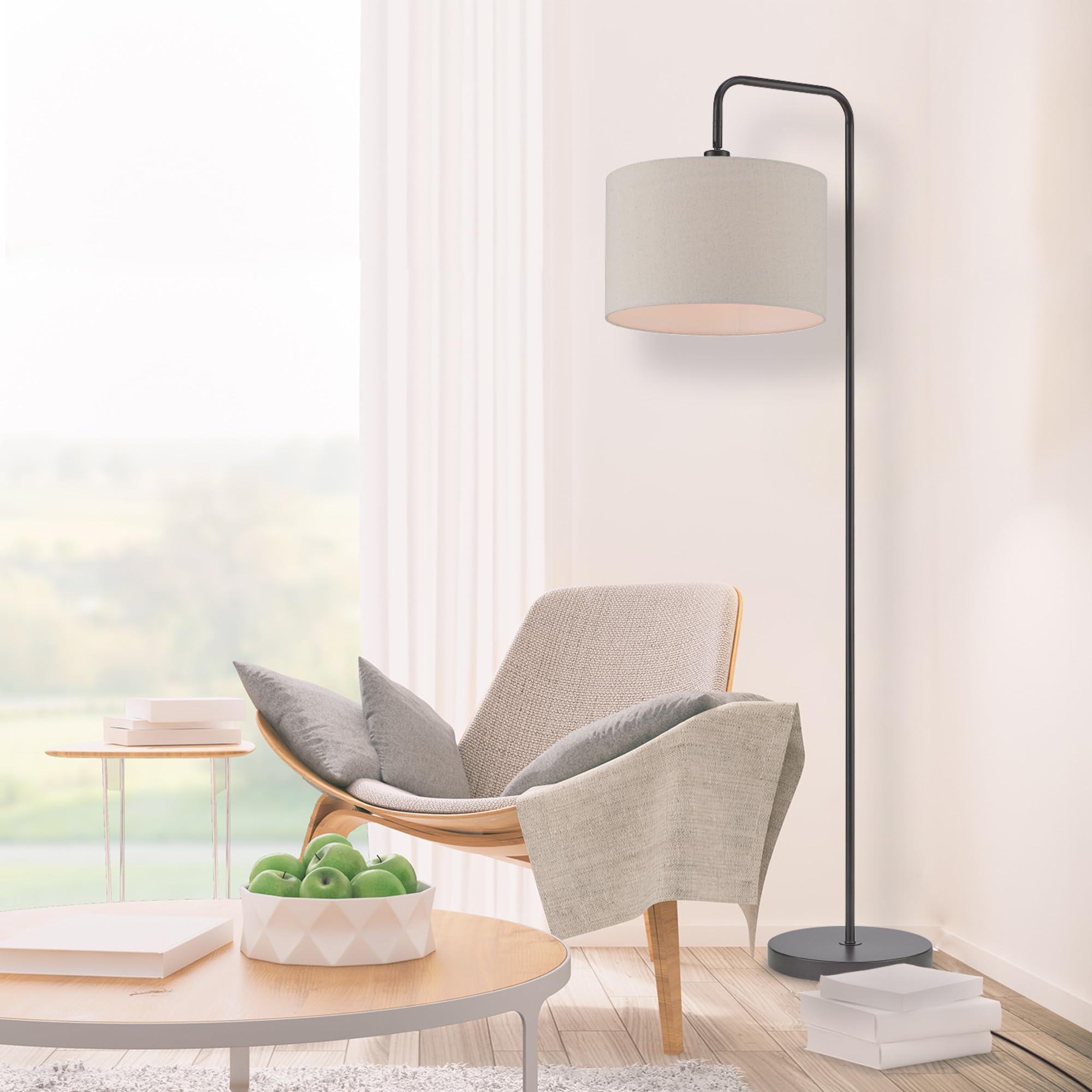 Brass Floor Lamp with White Shade for Modern Decor