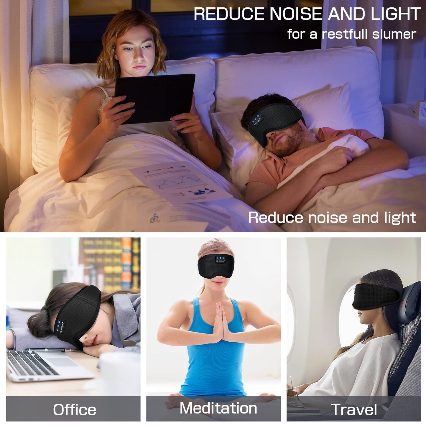 Sleep Headphones Bluetooth Eye Mask for Side Sleepers