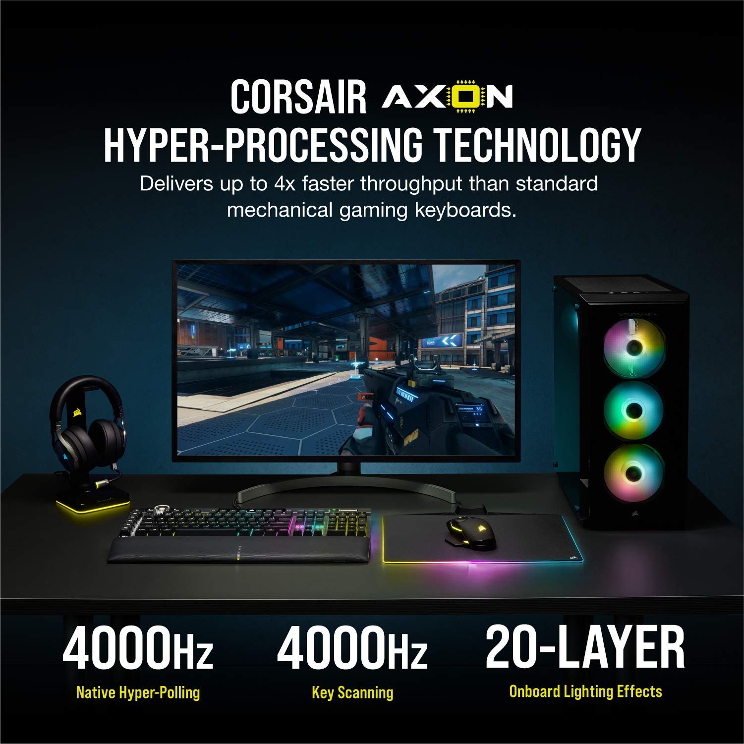 Corsair K100 RGB Gaming Keyboard with Hyper-Processing Technology