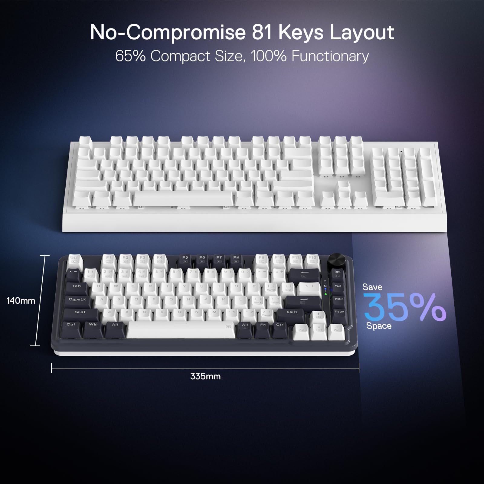 Redragon K673 Pro Wireless RGB Gaming Keyboard with Custom Knob