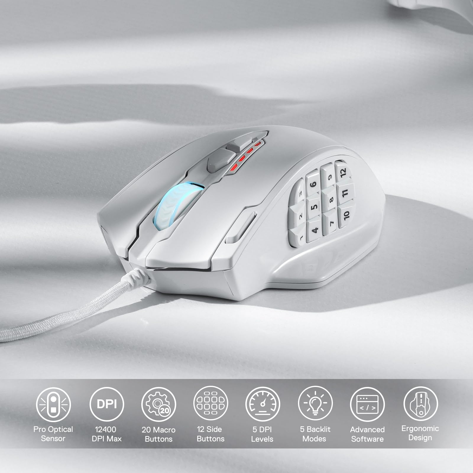 Redragon M908 RGB Gaming Mouse with 12 Programmable Buttons