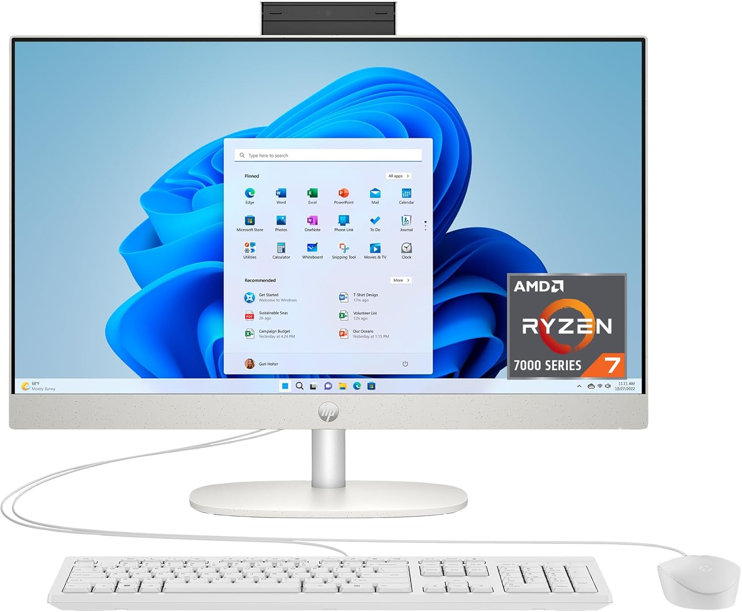 HP TwentyFourInch All In One DesktopAllInOnePro Ryzen 7 16GB