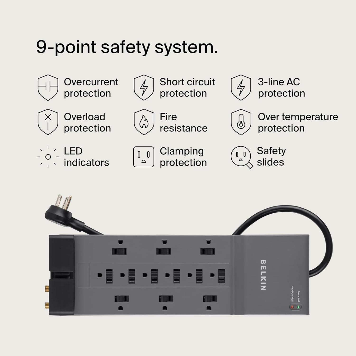 Belkin 12 Outlet Surge Protector Power Strip With 8ft Cable