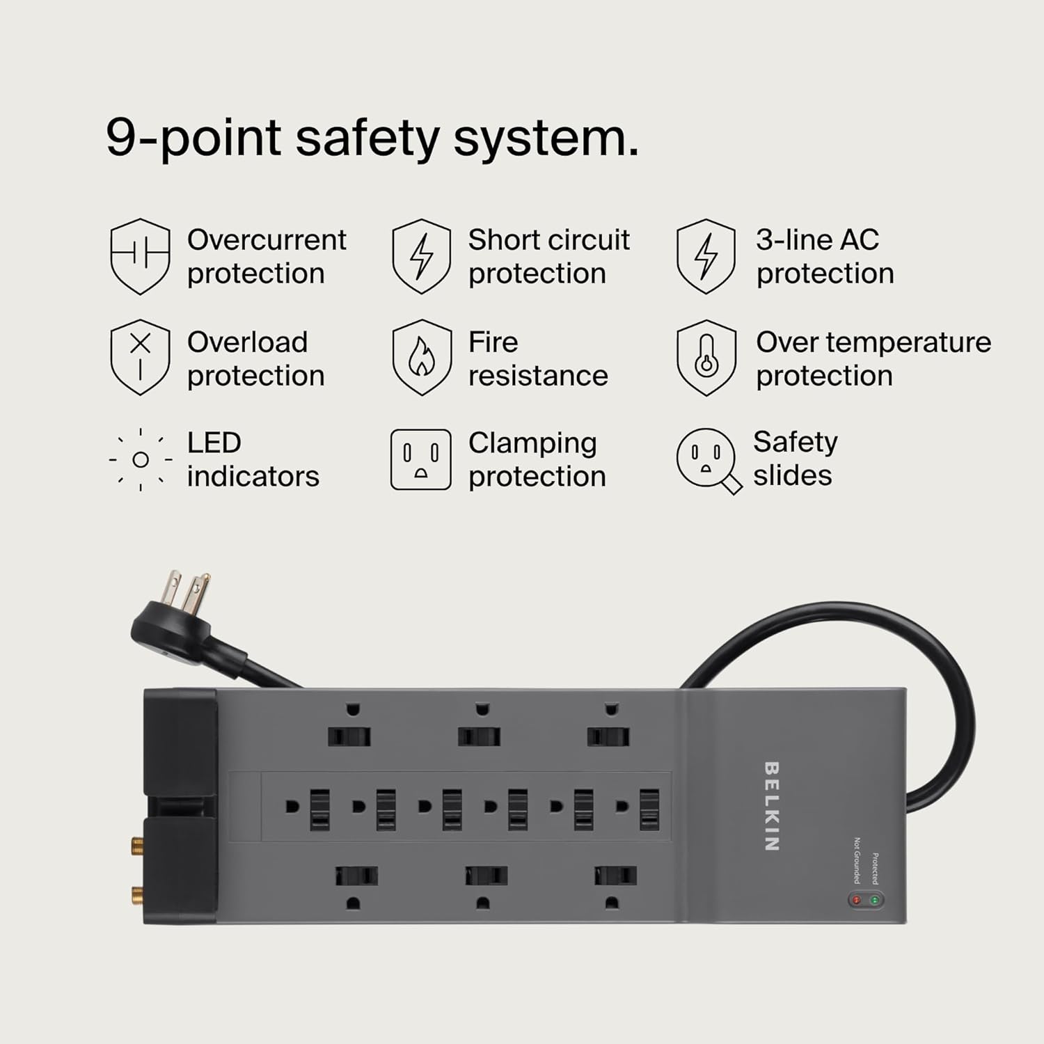 Belkin 12 Outlet Surge Protector Power Strip With 8ft Cable