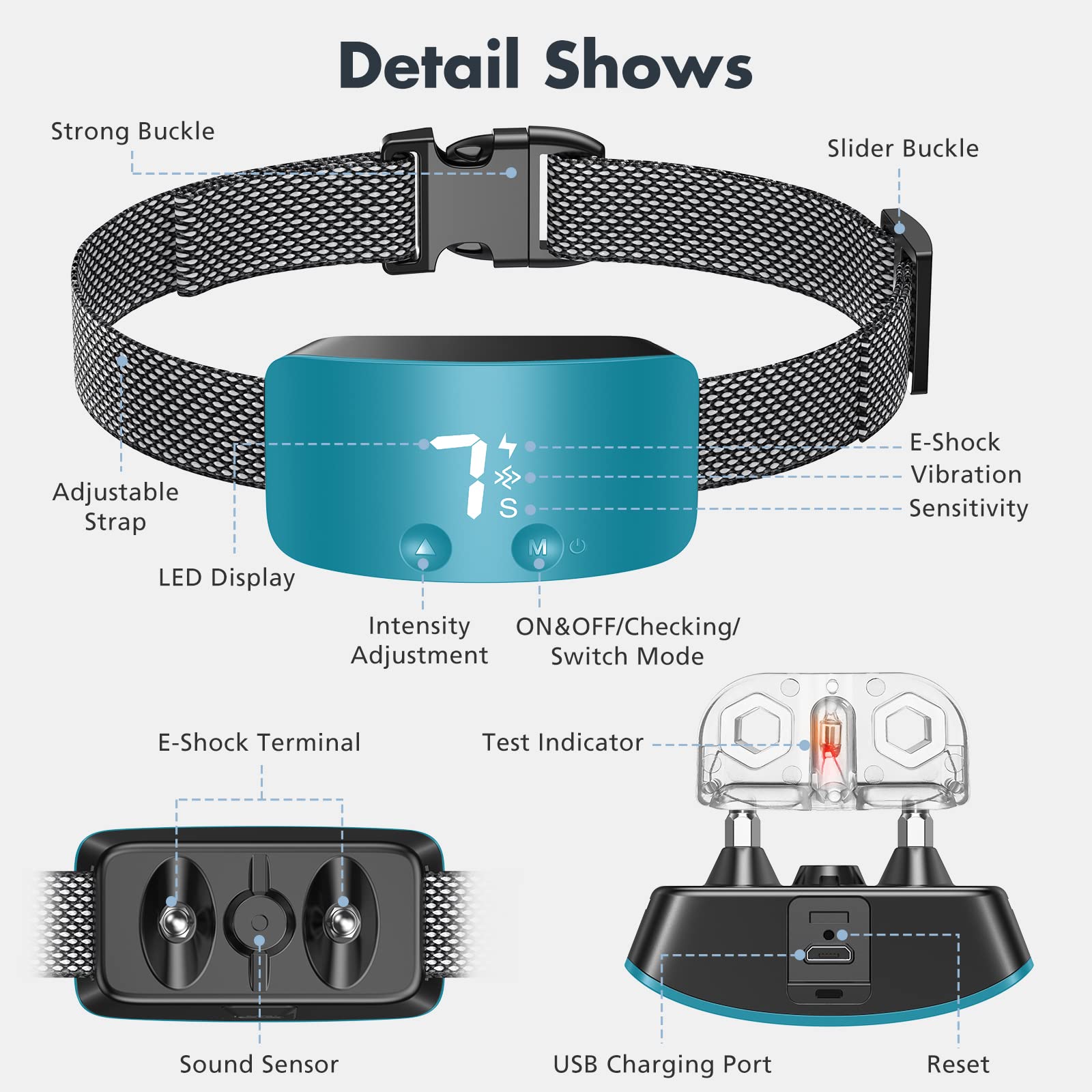 Rechargeable Anti Barking Collar for Dogs with Adjustable Sensitivity
