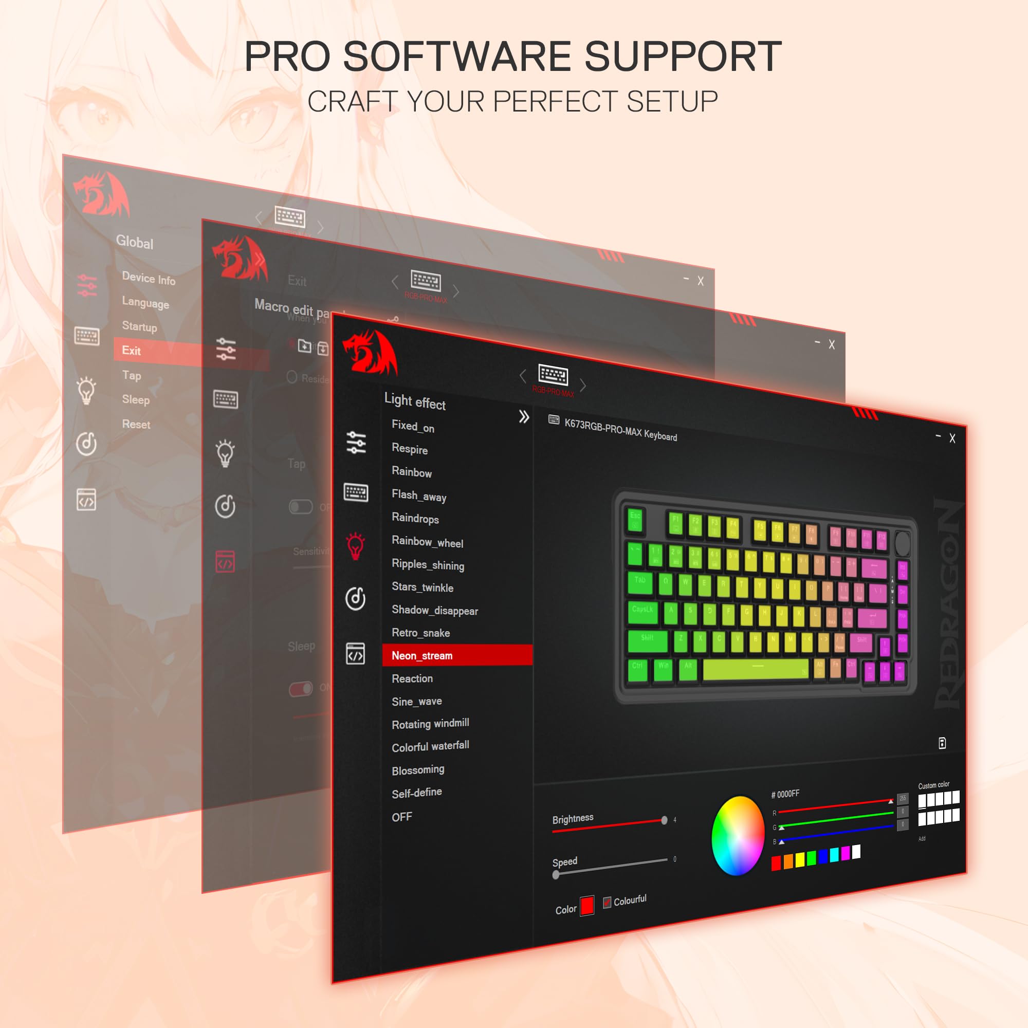 Redragon K673 Pro Wireless RGB Gaming Keyboard with Custom Knob