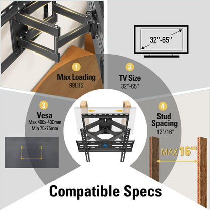 Mounting Dream Full Motion TV Wall Mount 32 To 65 In MD2380