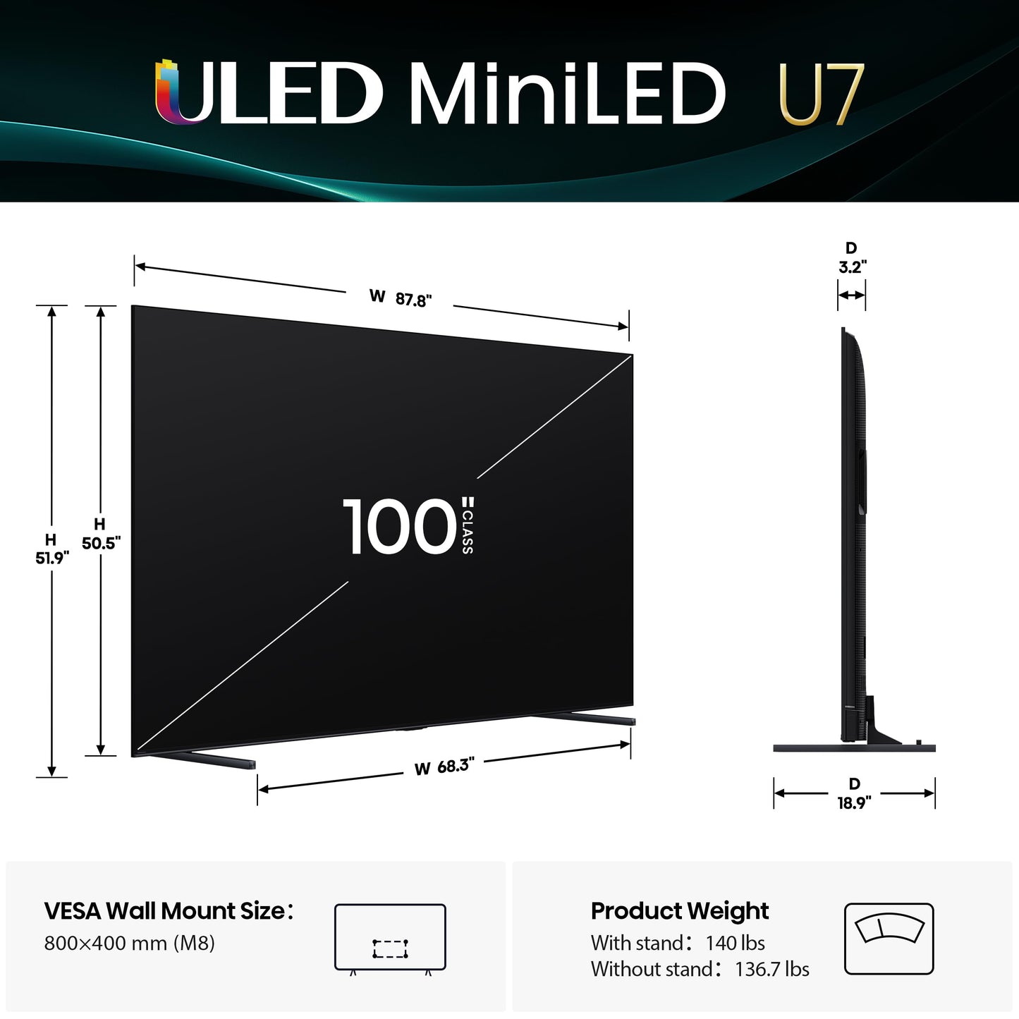Hisense 85 Inch U7 Mini LED Smart TV for Gaming