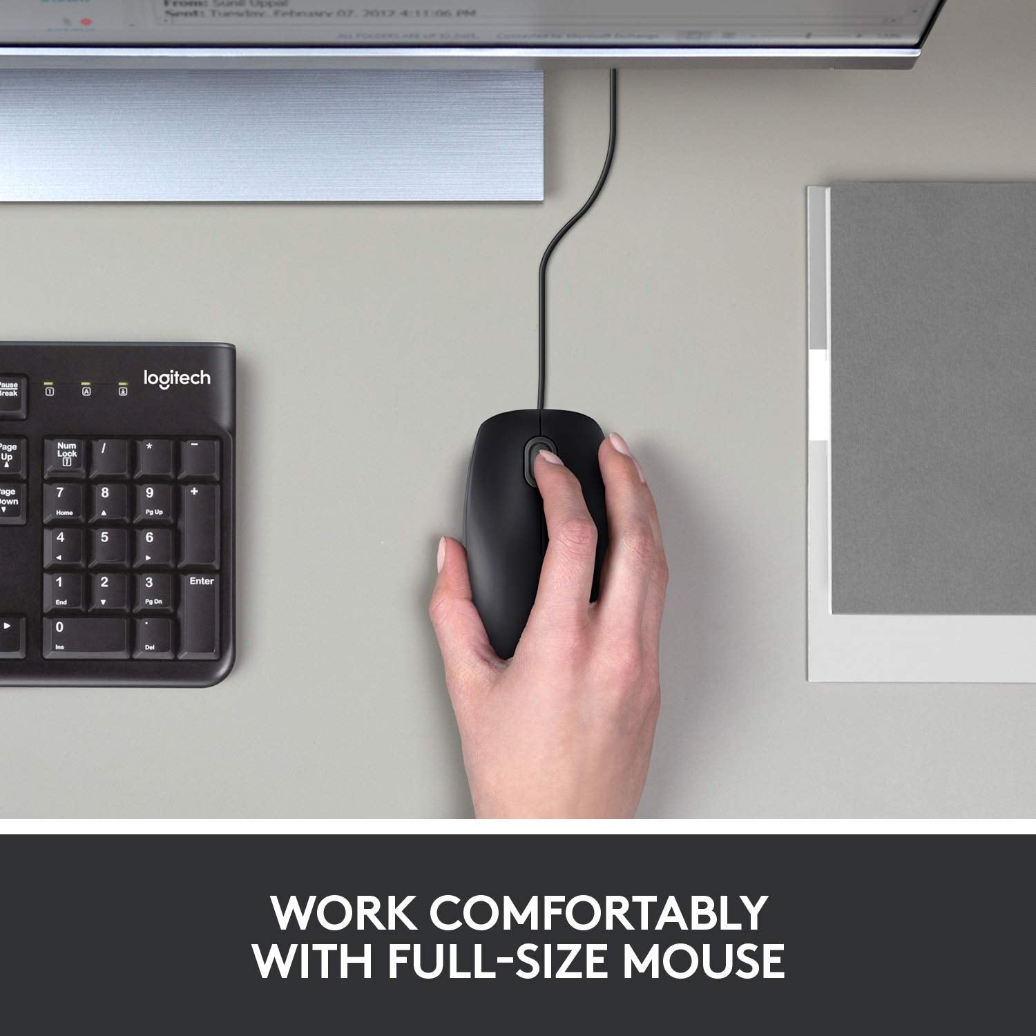 Logitech B100 Wired Mouse Comfortable Ambidextrous Design