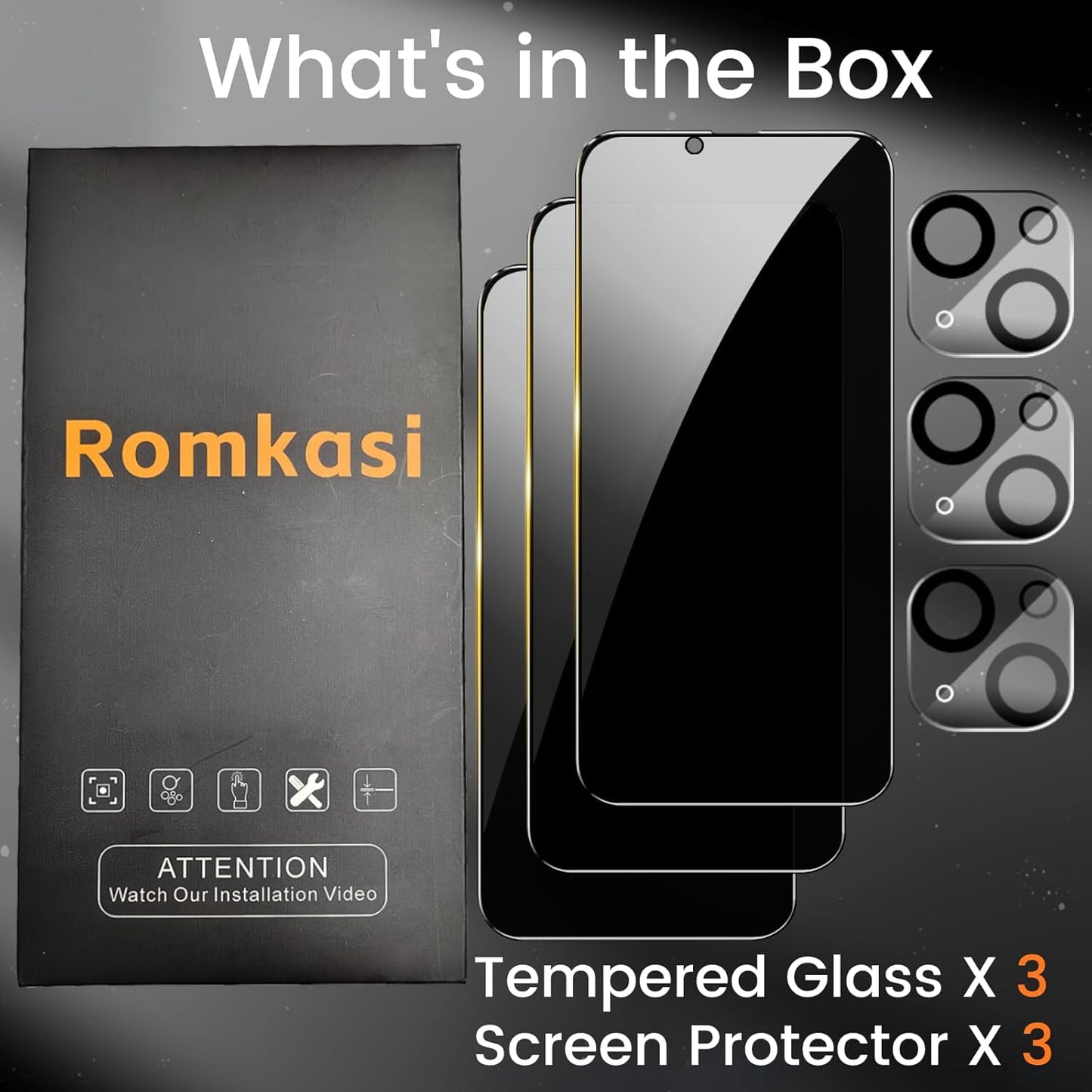 iPhone 12 Privacy Screen Protector 6.1 Inch 3 Pack With Camera Lens Protectors