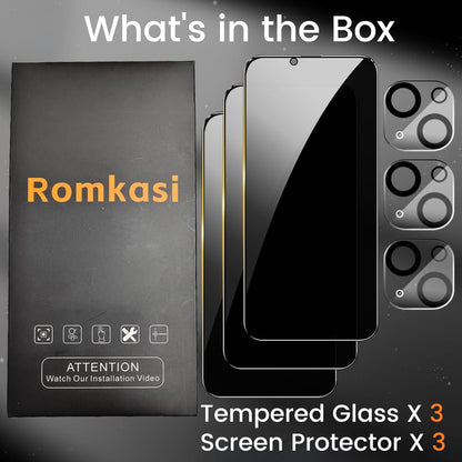 iPhone 12 Privacy Screen Protector 6.1 Inch 3 Pack With Camera Lens Protectors