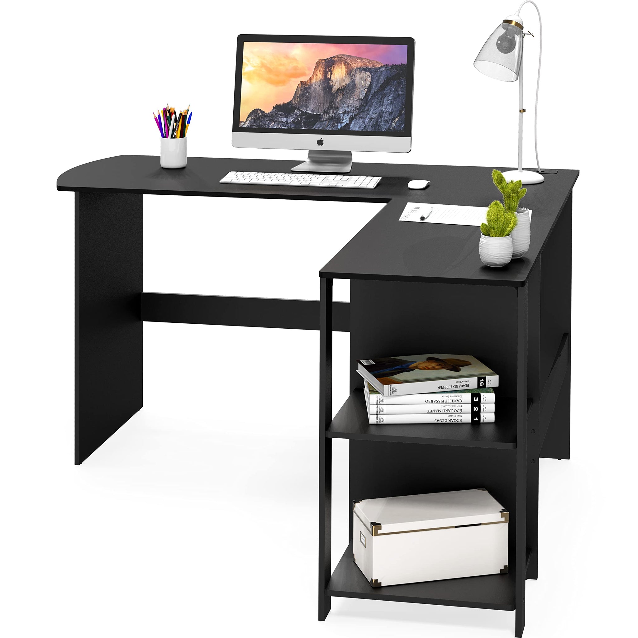 L Shaped Home Office Desk with Storage Solutions