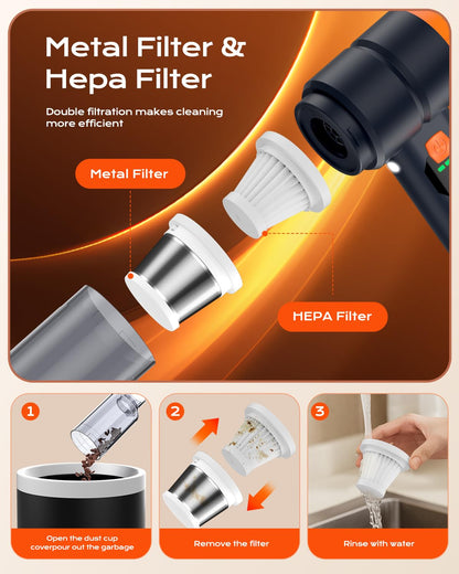 Portable Cordless Car Vacuum Handheld With 30000Pa Suction