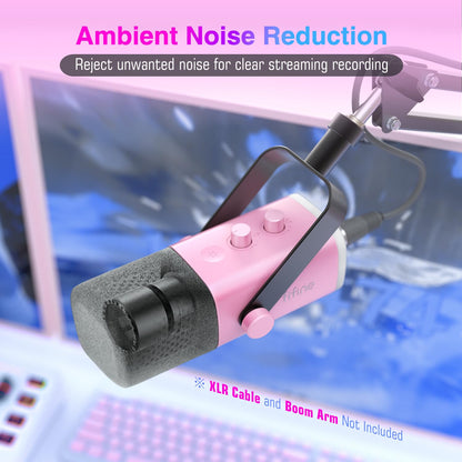 FIFINE USB XLR Dynamic Microphone AM8 Mute Button RGB Light