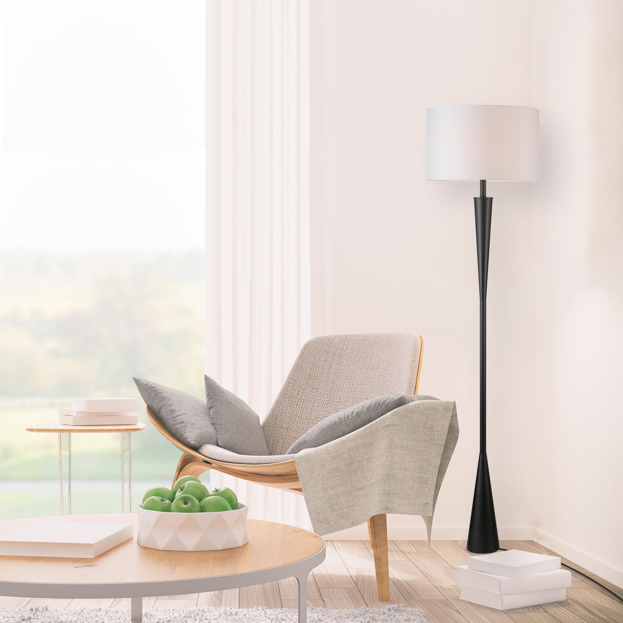 Modern 70 Inch Floor Lamp with Soft White Shade