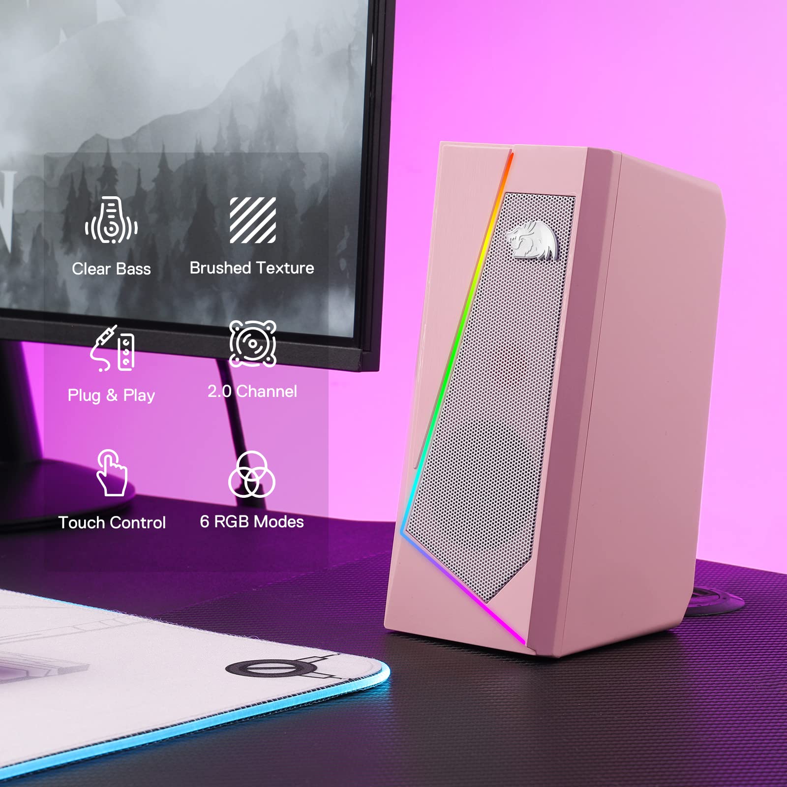 Redragon GS520 RGB Desktop Speakers with Enhanced Sound