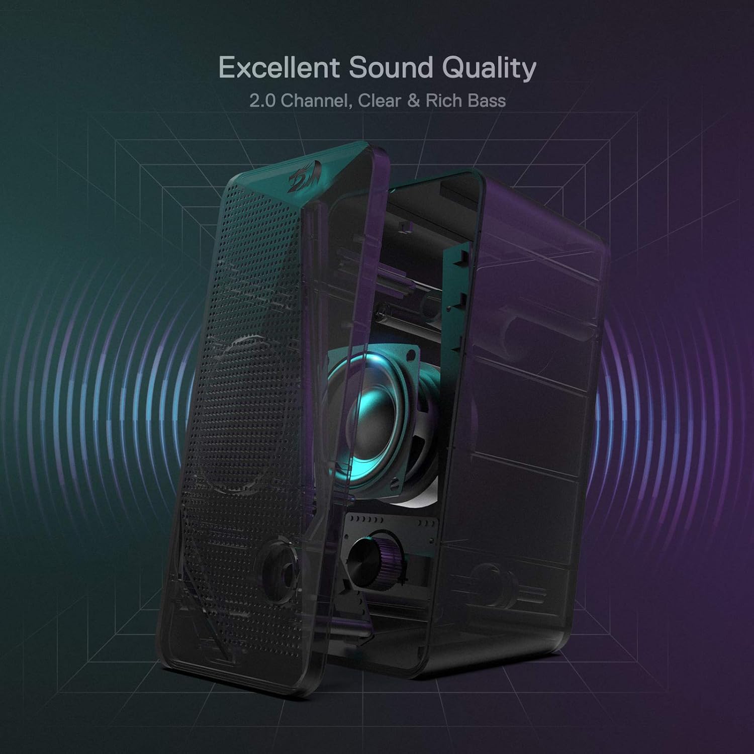 Redragon RGB Desktop Speakers with Enhanced Bass and LED Lights