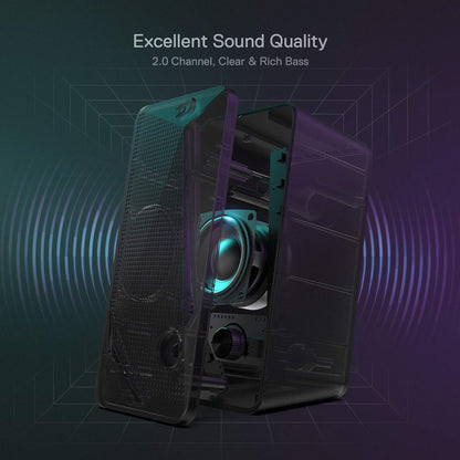 Redragon RGB Desktop Speakers with Enhanced Bass and LED Lights