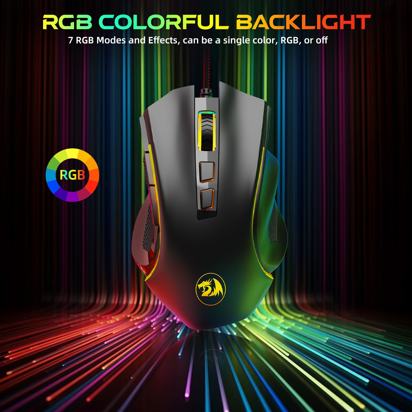 Redragon M602 Ergonomic RGB Gaming Mouse with Adjustable DPI