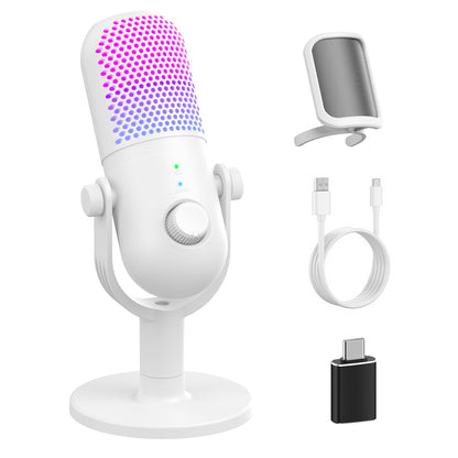USB Gaming Microphone With RGB Lighting Quick Mute Stand