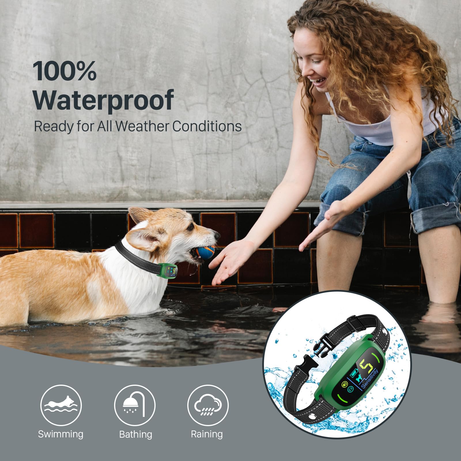 Rechargeable Dog Bark Collar with Adjustable Sensitivity Levels