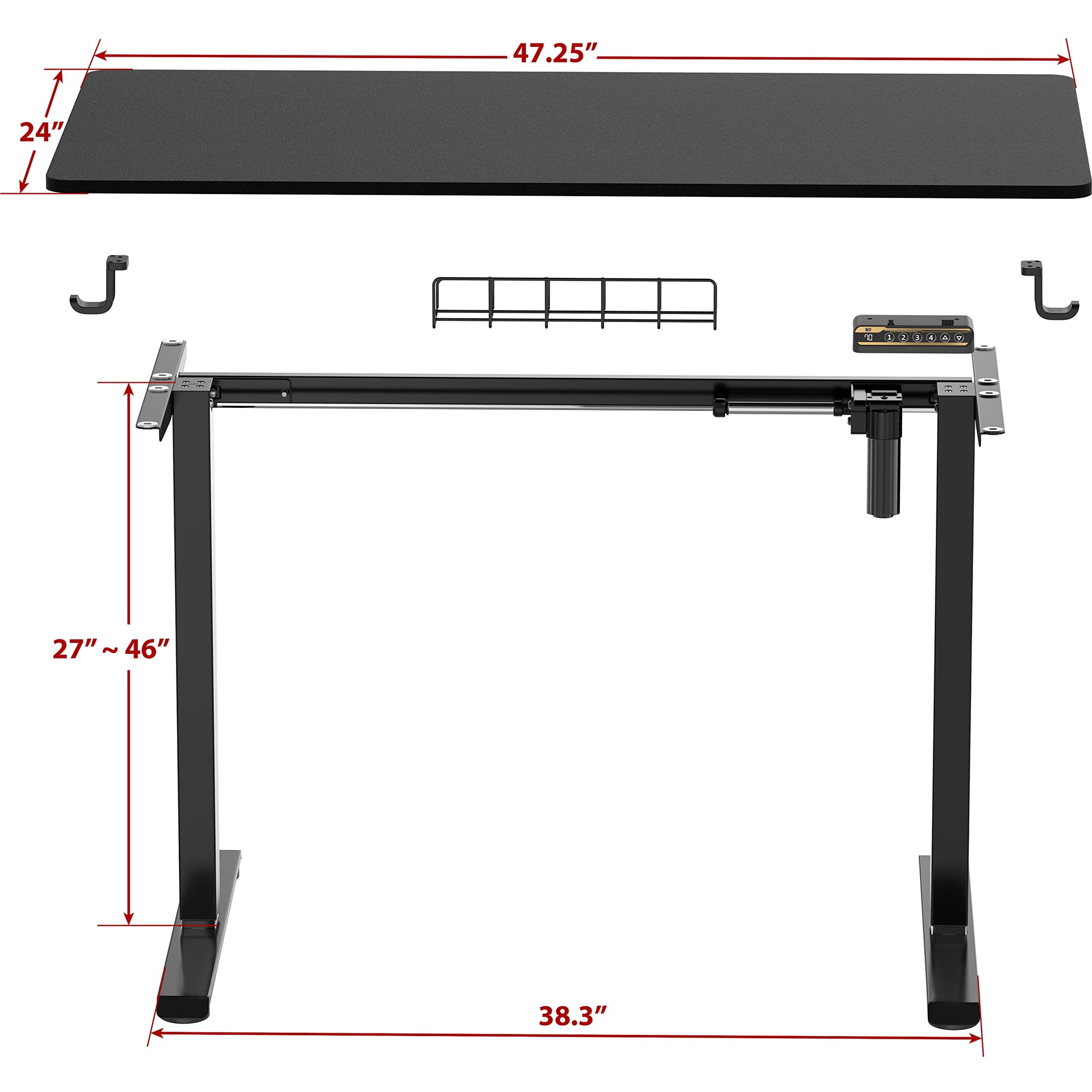 Electric Height Adjustable Desk with Cable Management