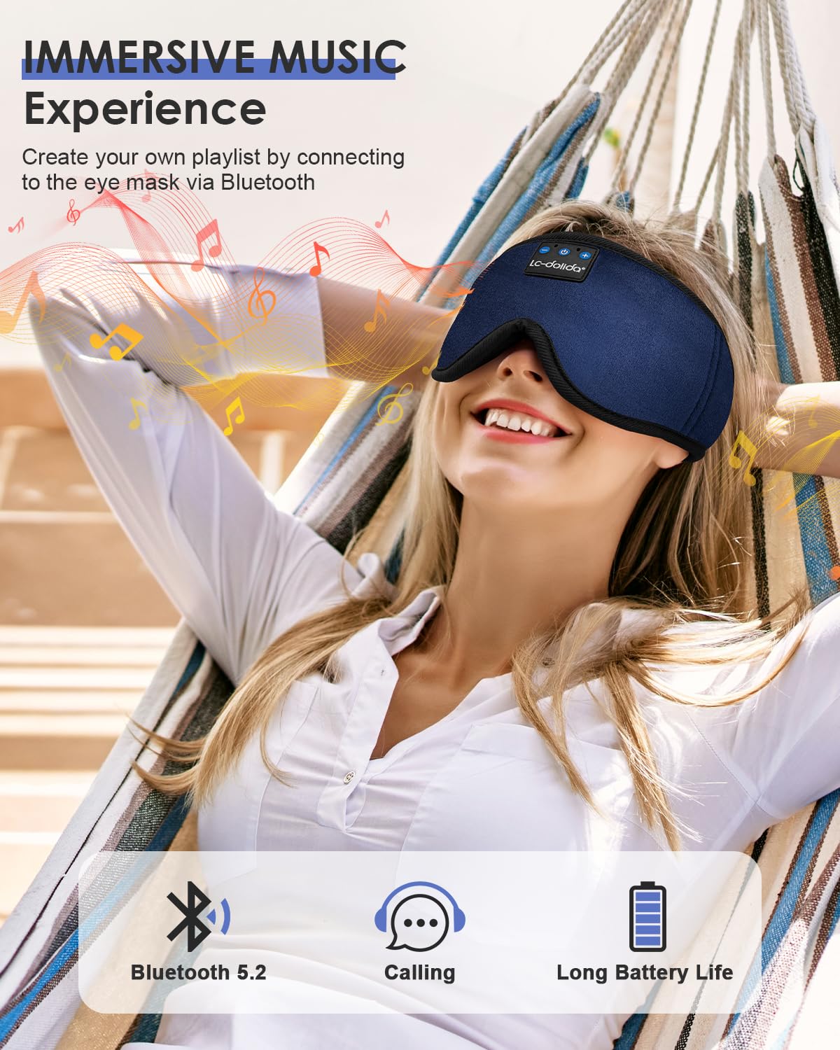 Sleep Headphones Bluetooth Eye Mask for Side Sleepers