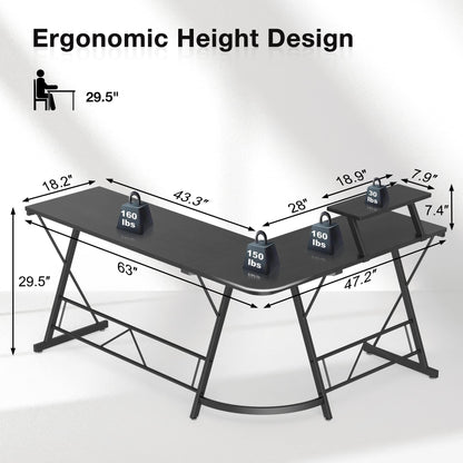 L Shaped Gaming Desk with Large Monitor Stand