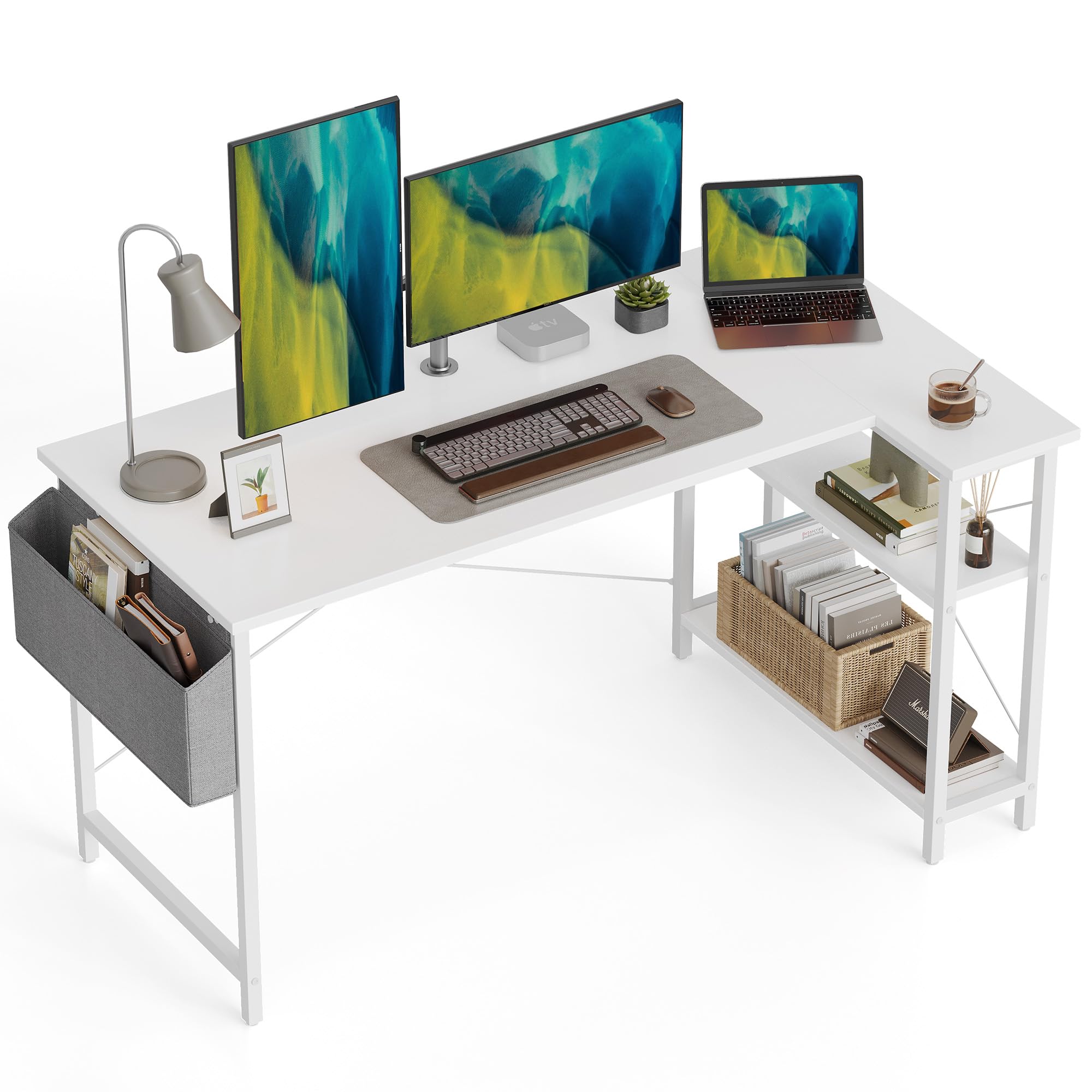 CubiCubi L Shaped Desk with Reversible Storage Options