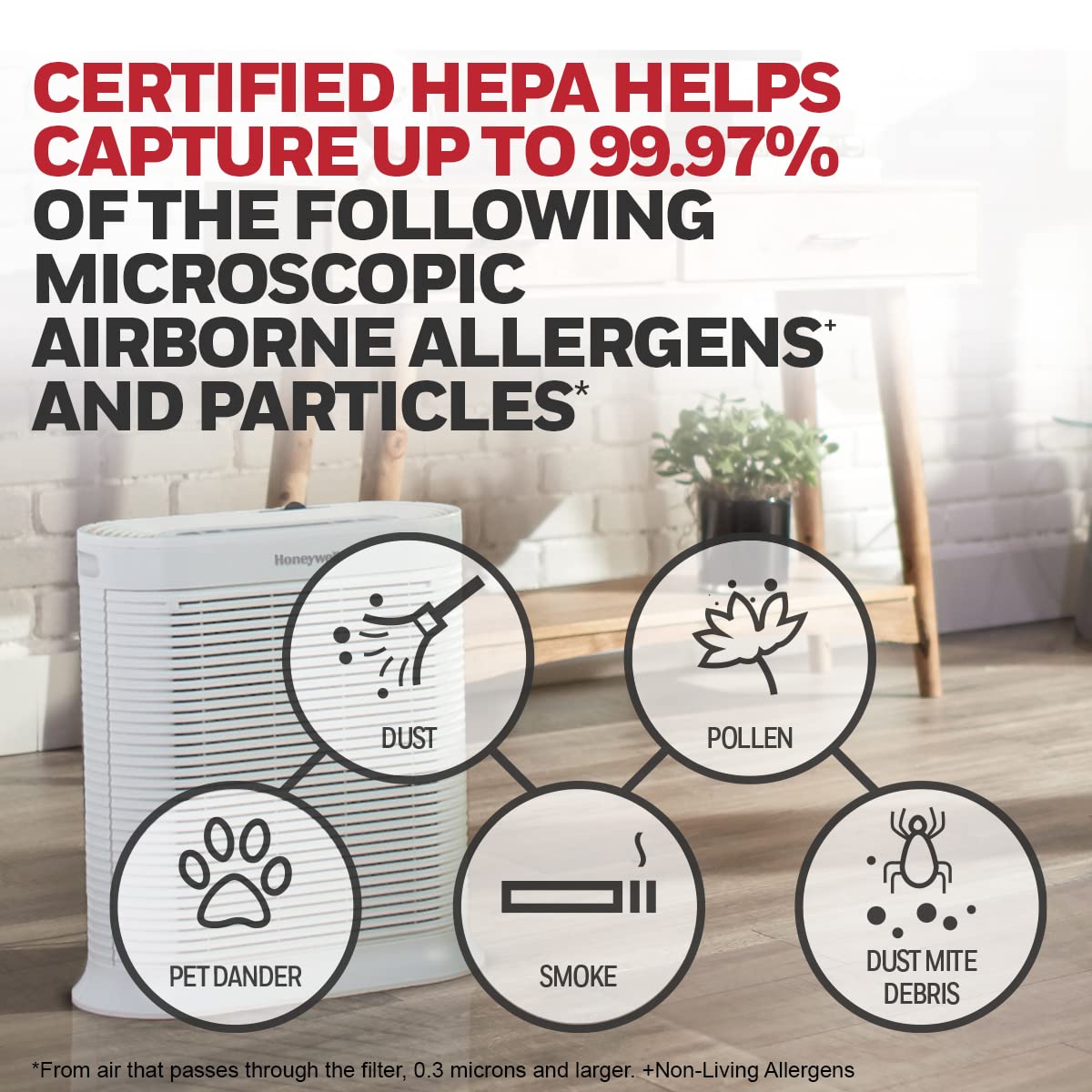 Honeywell HEPA Air Purifier for Large Rooms Reduces Allergens