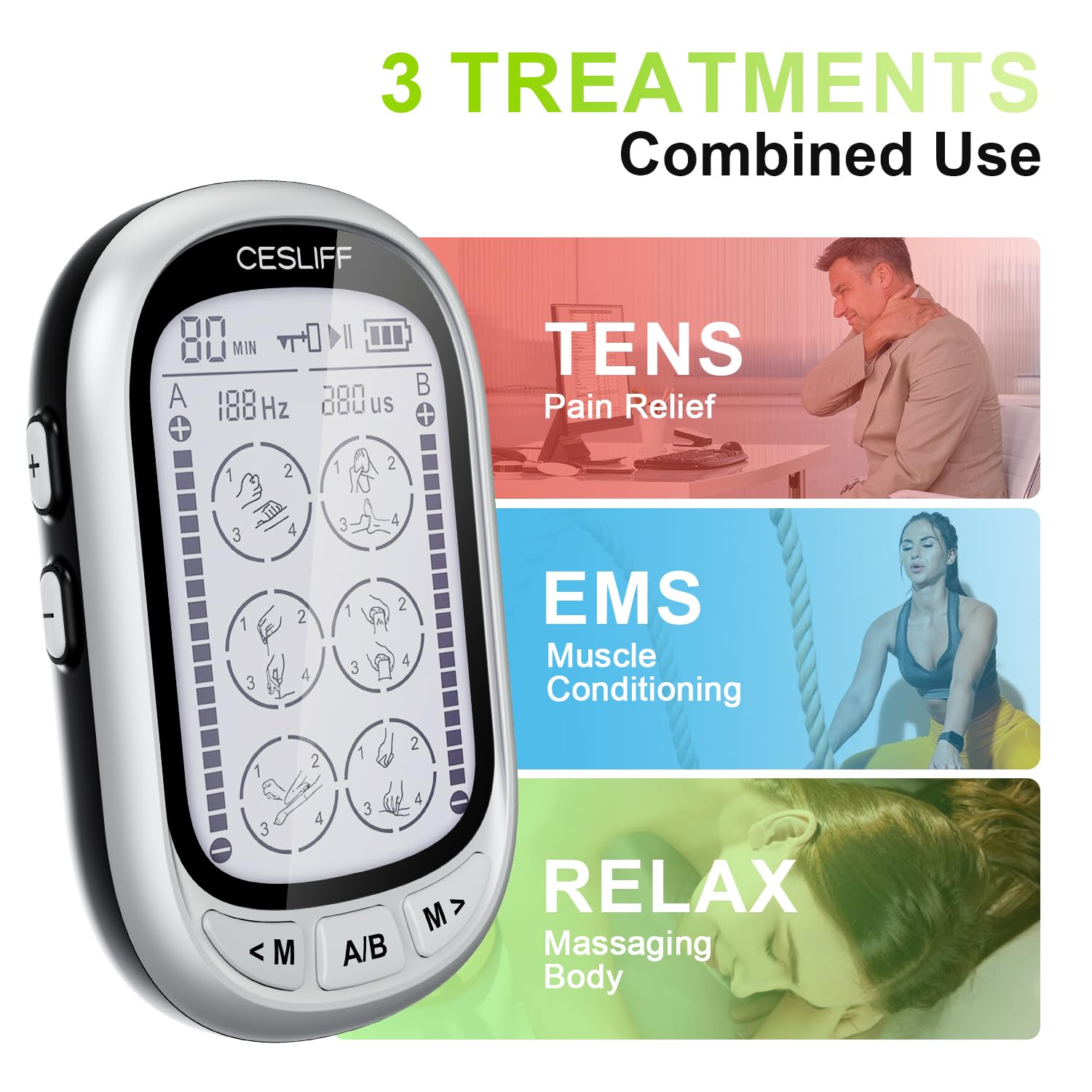 Dual Channel TENS EMS Unit for Pain Relief