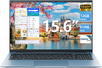 Naclud 15.6 Inch Laptop Celeron N4000 Win11 4GB 128GB Gray