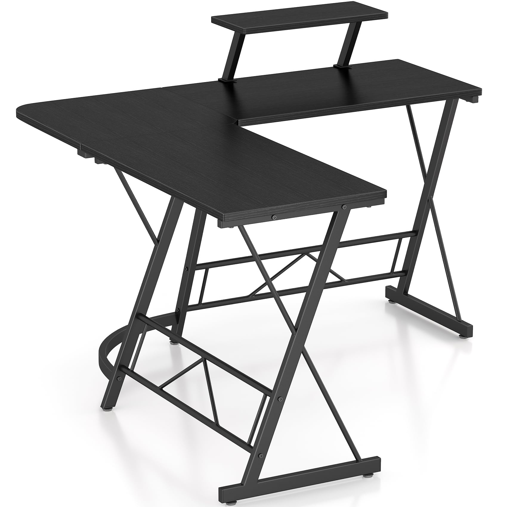 L Shaped Gaming Desk with Large Monitor Stand