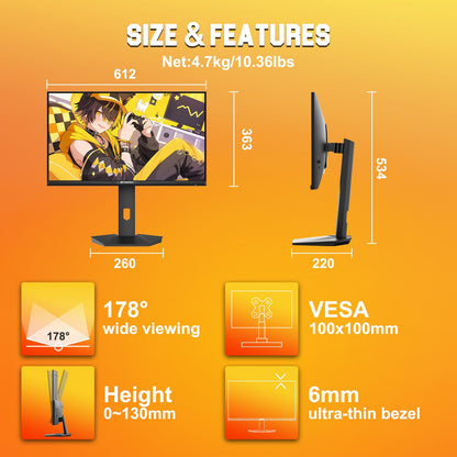 Sansui 27 Inch WQHD Gaming Monitor 180Hz 1ms DP HDMI HDR